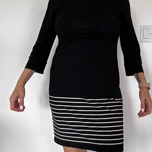 White House Black Market Knit Dress Striped Hemline